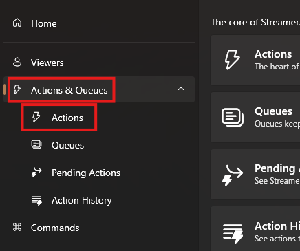 Actions Tab